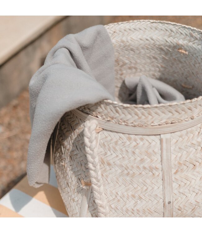 Soeji Witte mand BIKU | Plantenmand | Wasmand | Grote Boho Opbergmand Rond Gemaakt van Bamboe