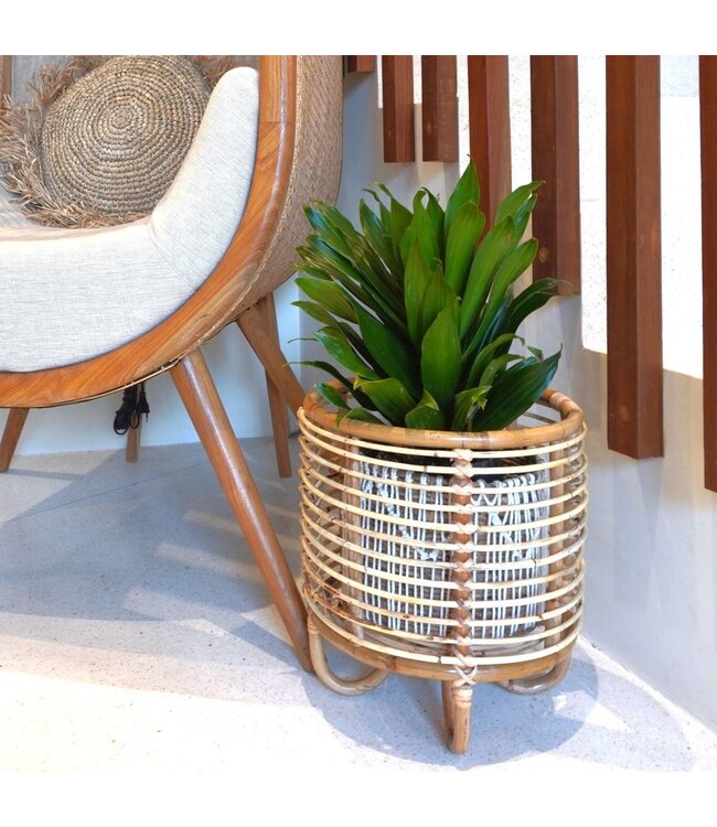 Soeji Rotan plantenstandaard plantenbak bloempothouder MALANG beige