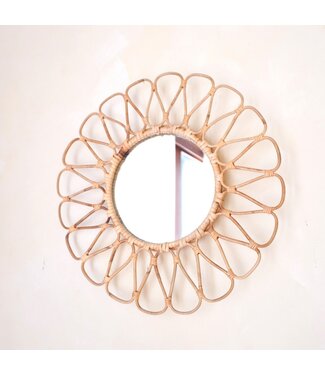 Soeji Kleine rotan spiegel 38 cm handgemaakte Boho wandspiegel DAAU wanddecoratie ronde spiegel decoratieve spiegel