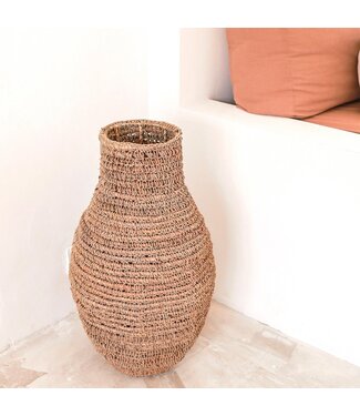 Soeji Geweven Boho Vaas SAKRA gemaakt van bananenvezels en raffia