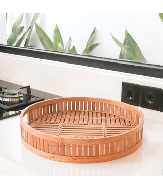 Soeji Decoratief Bamboe Dienblad Serveerblad Rond Ø 40 cm SENAYAN