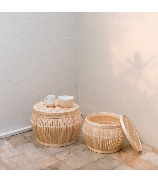 Soeji Bijzettafel | Salontafel | Tafelmand BATAVIA van Bamboe (2 maten)