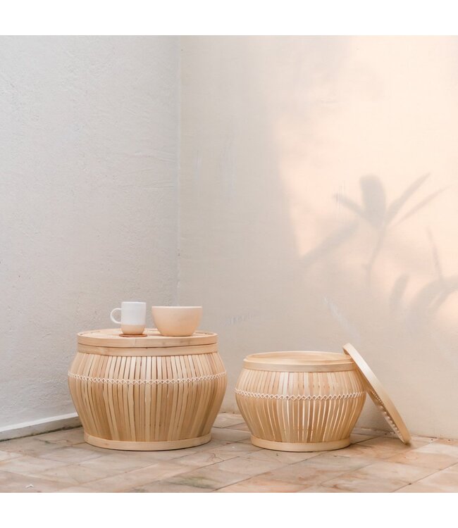 Soeji Bijzettafel | Salontafel | Tafelmand BATAVIA van Bamboe (2 maten)