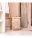 Soeji Wasmand met deksel DARI Handgeweven van bamboe met een beige wit zigzagpatroon