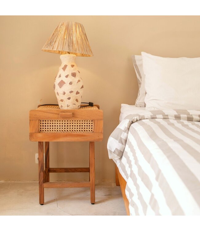 Soeji Nachtkastje Nachtkastje Console gemaakt van hout en rotan JAYA handgemaakt slaapkamermeubilair