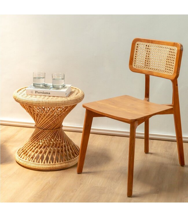 Soeji Rotan bijzettafel | Salontafel | Ronde salontafel LUHU Ø45 cm Beige