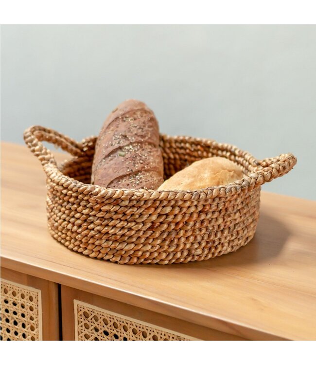 Soeji Broodmand | Kleine ronde mand | Decoratieve geweven opbergmand van waterhyacint JAWAH (2 maten)