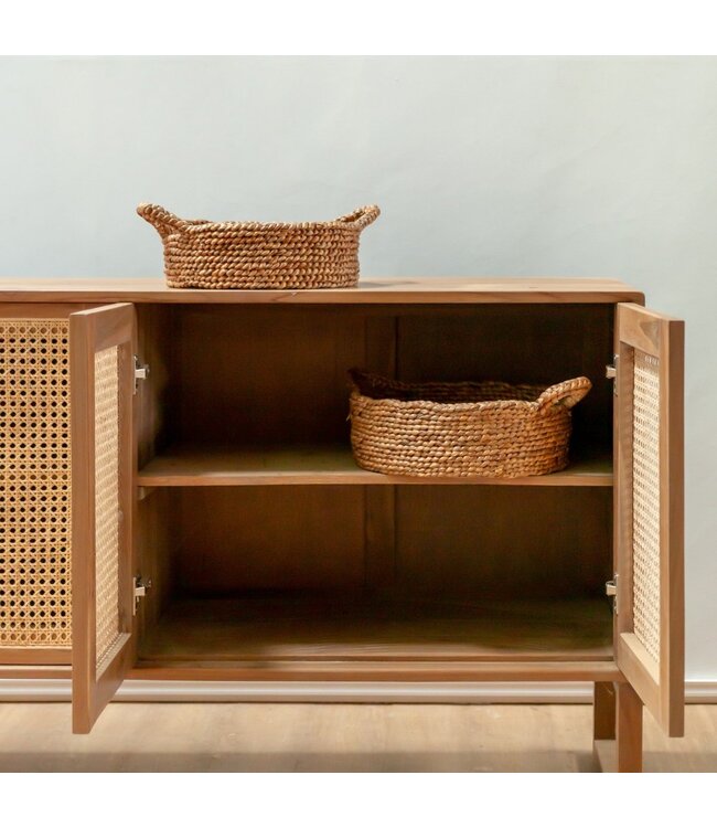 Soeji Broodmand | Kleine ronde mand | Decoratieve geweven opbergmand van waterhyacint JAWAH (2 maten)