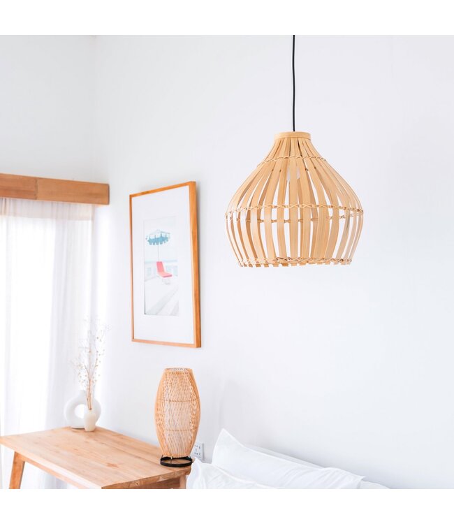 Soeji Bamboe Lampenkap – Boho Hanglamp – Bamboe Hanglamp – Lampenkap Klokvormig – Handgemaakte Bamboe Lampenkap KIRMA (Ø 45 cm)