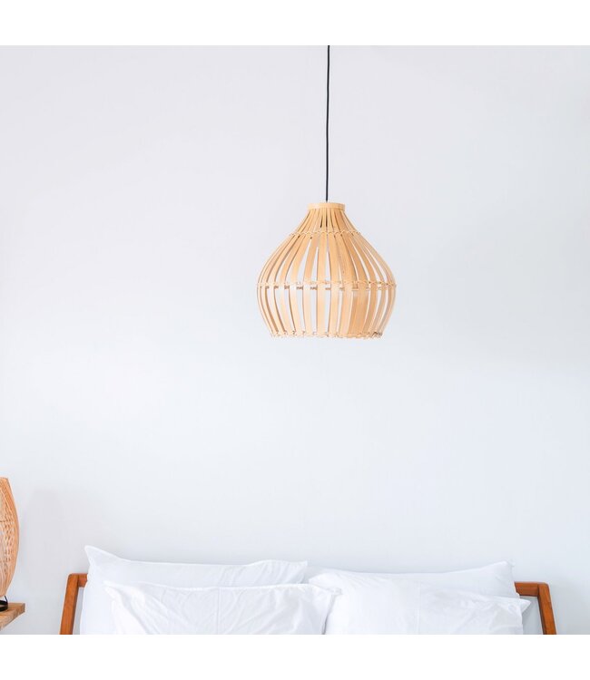 Soeji Bamboe Lampenkap – Boho Hanglamp – Bamboe Hanglamp – Lampenkap Klokvormig – Handgemaakte Bamboe Lampenkap KIRMA (Ø 45 cm)