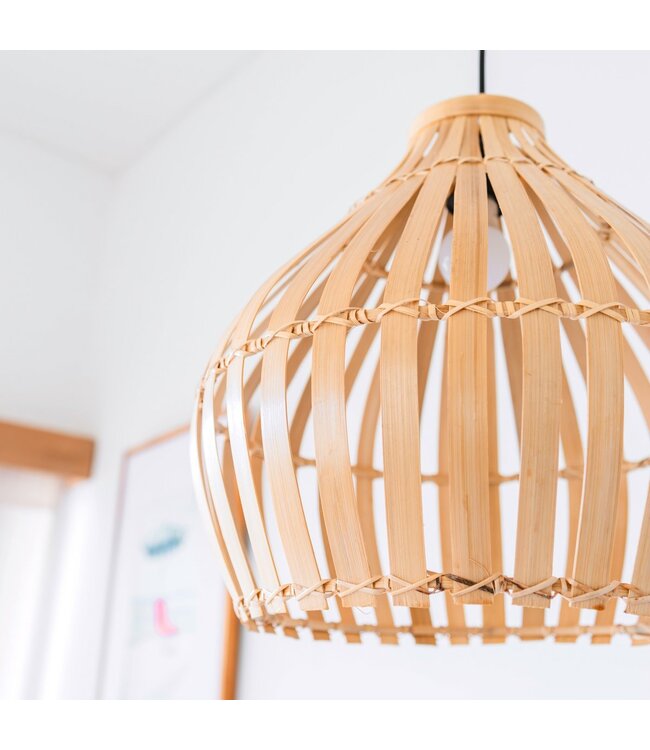 Soeji Bamboe Lampenkap – Boho Hanglamp – Bamboe Hanglamp – Lampenkap Klokvormig – Handgemaakte Bamboe Lampenkap KIRMA (Ø 45 cm)