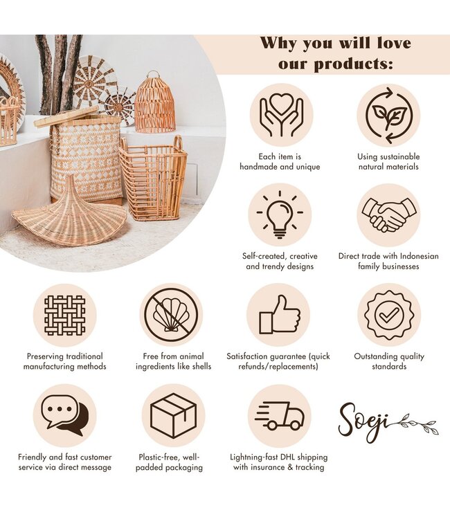 Soeji Boho Tote Bag – Zeegras Zomertas – Schouder Strandtas – Geweven Natuurlijke Tas – Grote Boho Boodschappentas KIDUL (zwart)