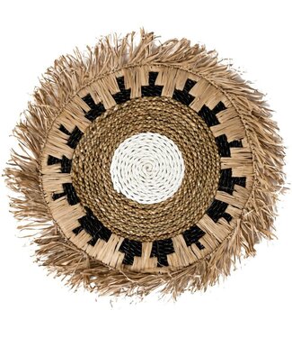 Soeji Placemat PAGU (set van 2, 4 of 6) 45 cm | Boho Placemat met Franjes gemaakt van Raffia