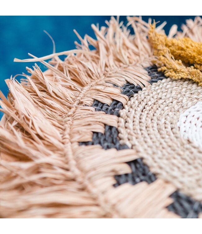 Soeji Placemat PAGU (set van 2, 4 of 6) 45 cm | Boho Placemat met Franjes gemaakt van Raffia