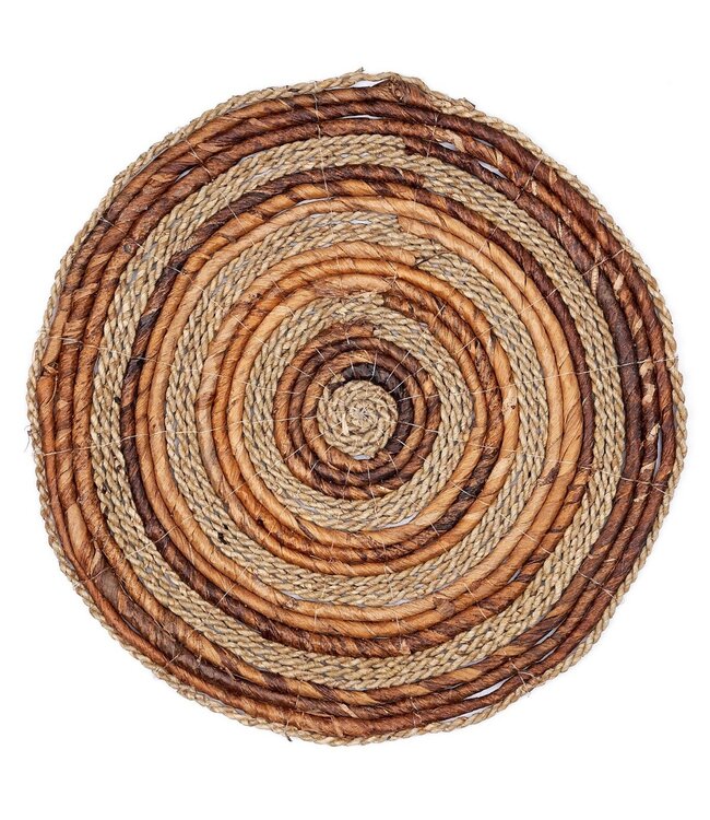 Soeji Placemat (set van 4 of 6) MATARAM | Boho Ronde Tafelmat gemaakt van Bananenvezel & Zeegras 38 cm