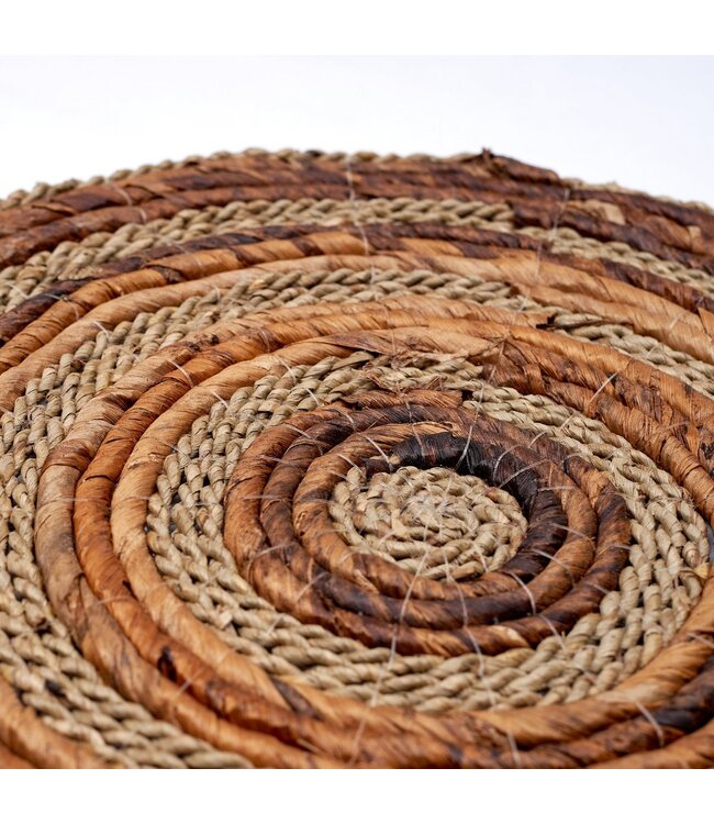 Soeji Placemat (set van 4 of 6) MATARAM | Boho Ronde Tafelmat gemaakt van Bananenvezel & Zeegras 38 cm