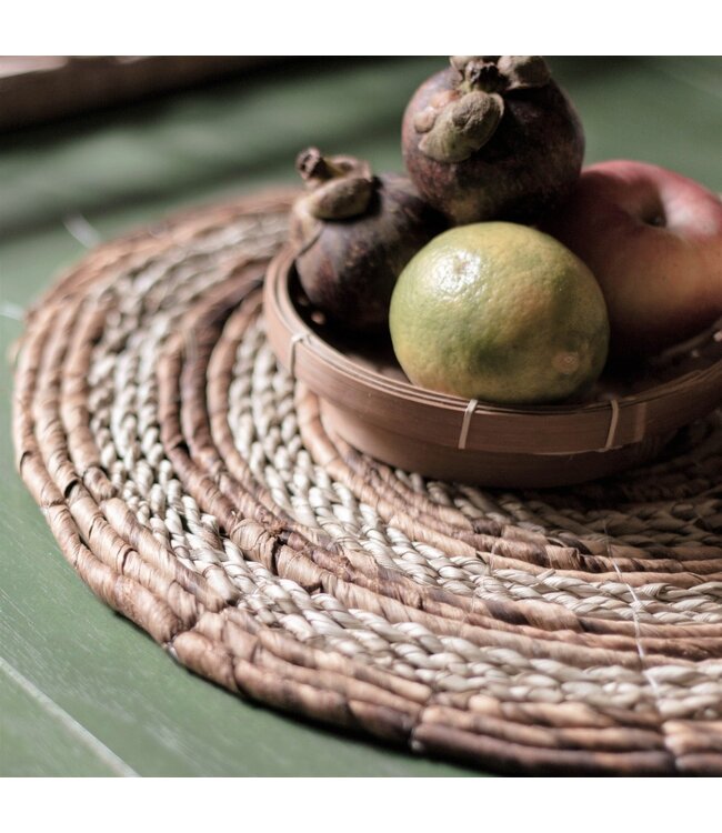 Soeji Placemat (set van 4 of 6) MATARAM | Boho Ronde Tafelmat gemaakt van Bananenvezel & Zeegras 38 cm