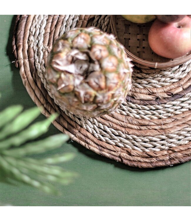 Soeji Placemat (set van 4 of 6) MATARAM | Boho Ronde Tafelmat gemaakt van Bananenvezel & Zeegras 38 cm