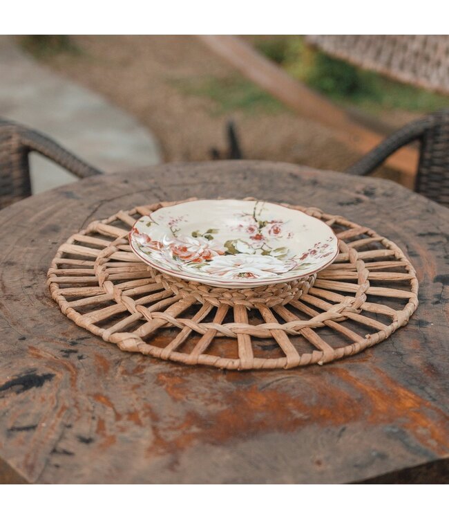 Soeji Placemat (set van 2, 4 of 6) CARUBAN | 38 cm Boho Placemat rond gemaakt van Waterhyacint