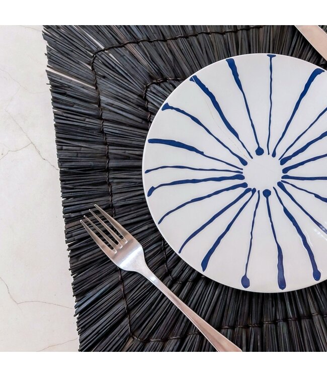 Soeji Zwart zeegras placemat (set van 2, 4 of 6) 36 cm | Rechthoekige vierkante tafelmat VARNA (zwart)