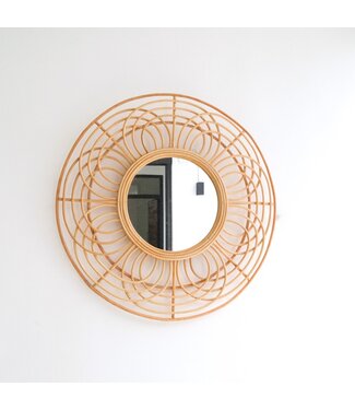 Soeji Ronde Rotan Spiegel 58 cm | Handgemaakte Boho Wandspiegel PUTUK