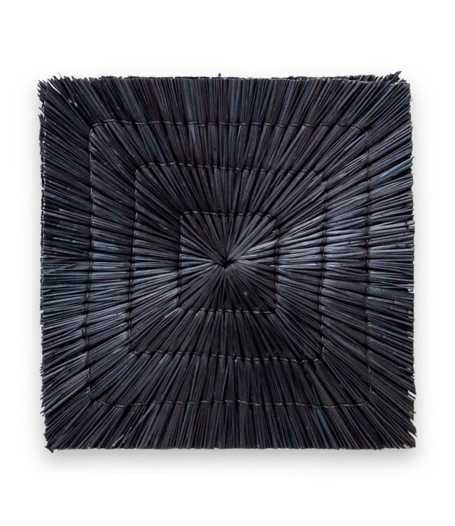 Soeji Zwart zeegras placemat (set van 2, 4 of 6) 36 cm | Rechthoekige vierkante tafelmat VARNA (zwart)