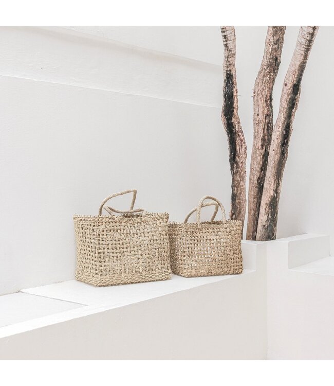 Soeji Boodschappentas | Strandtas MOYO van geweven zeegras (2 maten)