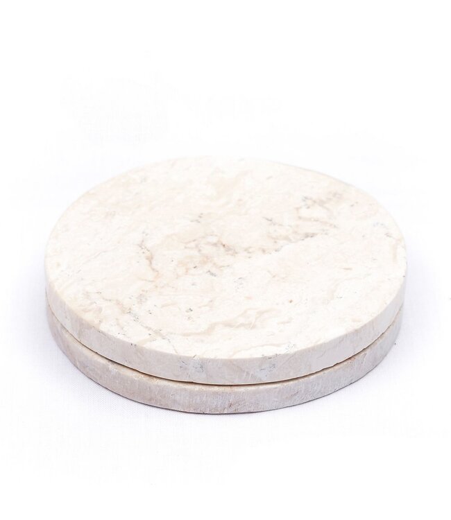 Soeji Ronde marmeren onderzetters set van 4 of 8 handgemaakte RANUKA (wit)