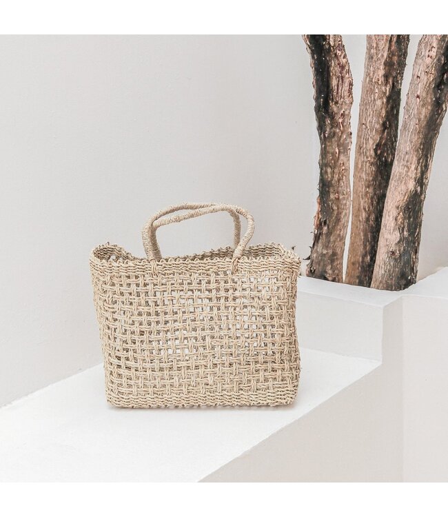 Soeji Boodschappentas | Strandtas MOYO van geweven zeegras (2 maten)