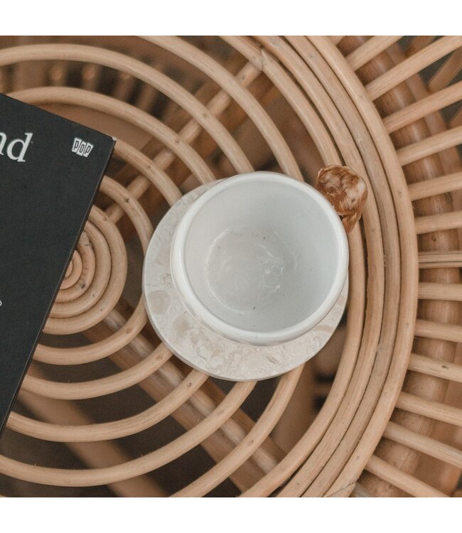 Soeji Ronde marmeren onderzetters set van 4 of 8 handgemaakte RANUKA (wit)