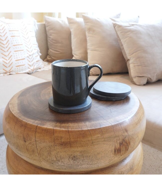 Soeji Ronde marmeren onderzetters set van 4 of 8 handgemaakte RANUKA (grijs)