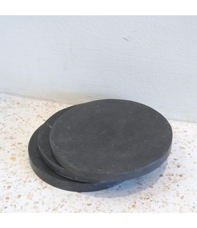 Soeji Ronde marmeren onderzetters set van 4 of 8 handgemaakte RANUKA (grijs)