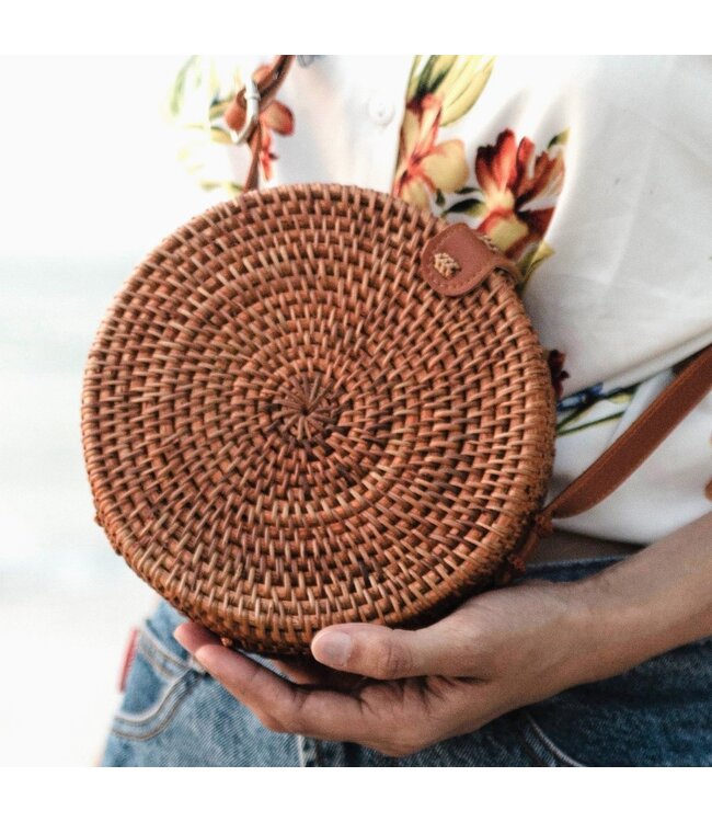 Soeji Crossbodytas | Bali Tas SENJA (bruin) Gemaakt van Rattan