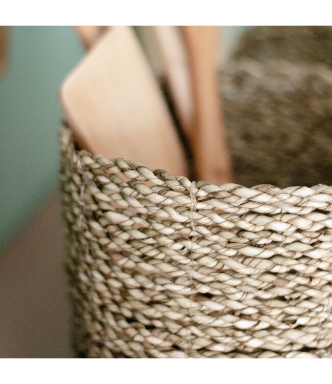 Soeji Kleine Zeegras Mand BHINNEKA | Plantenmand | Geweven Boho Mand | Plantenbak | Decoratieve mand | Kleine Opbergmand | Ronde bloemenmand