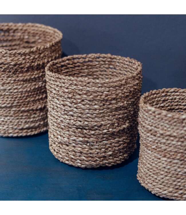 Soeji Kleine Zeegras Mand BHINNEKA | Plantenmand | Geweven Boho Mand | Plantenbak | Decoratieve mand | Kleine Opbergmand | Ronde bloemenmand