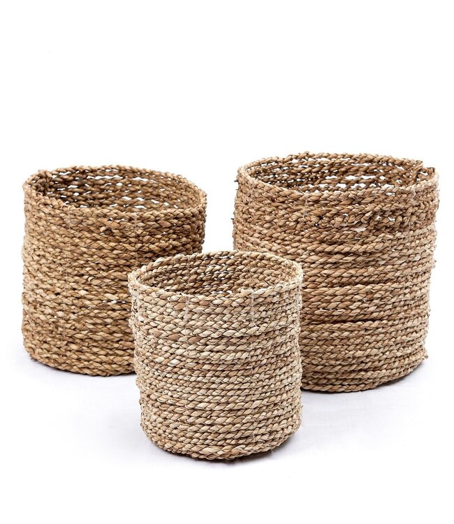 Soeji Kleine Zeegras Mand BHINNEKA | Plantenmand | Geweven Boho Mand | Plantenbak | Decoratieve mand | Kleine Opbergmand | Ronde bloemenmand