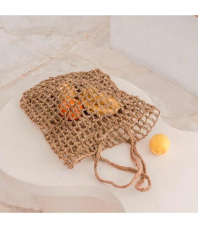 Soeji Tas van raffiakoord | Handgeweven herbruikbare boodschappentas CANANG