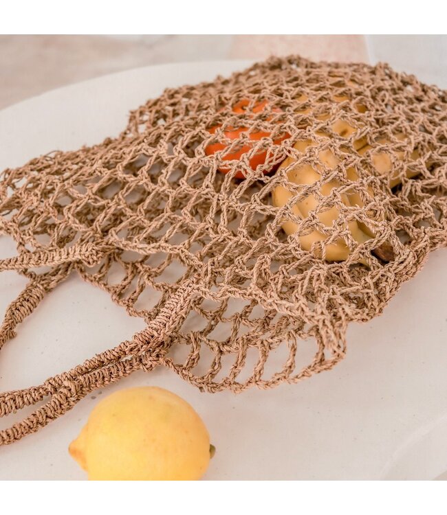 Soeji Tas van raffiakoord | Handgeweven herbruikbare boodschappentas CANANG