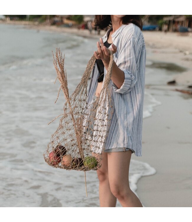 Soeji Tas van raffiakoord | Handgeweven herbruikbare boodschappentas Lichte draagtas | Handgeweven boodschappentas JEMARI