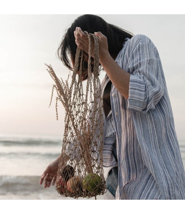 Soeji Tas van raffiakoord | Handgeweven herbruikbare boodschappentas Lichte draagtas | Handgeweven boodschappentas JEMARI