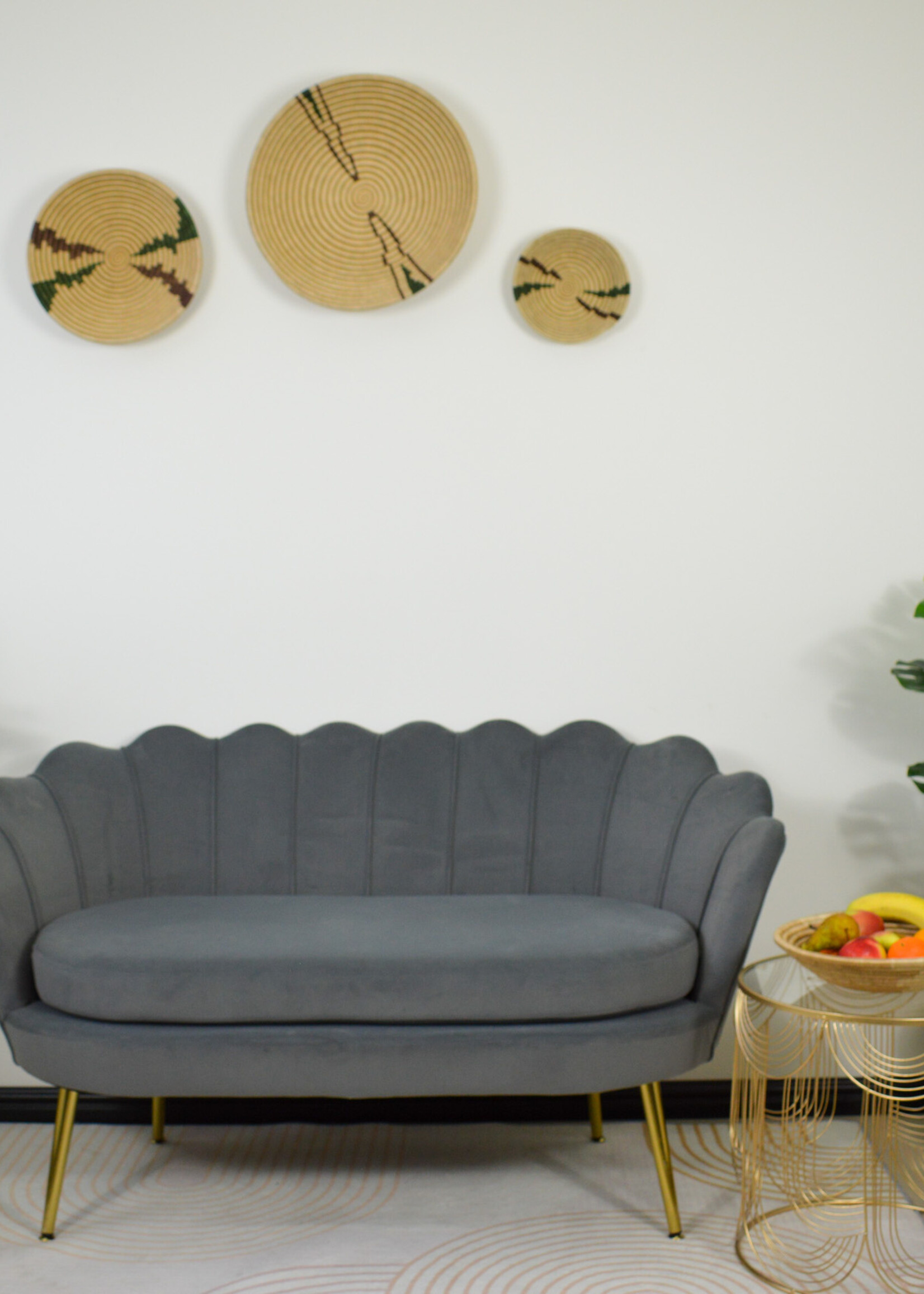 MAISON SUKU Rieten Wanddecoratie Set – Beige - Groen- Paars