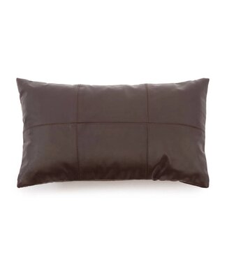 BAZAR BIZAR De leren kussenhoes met zes panelen - Choco - 30x50
