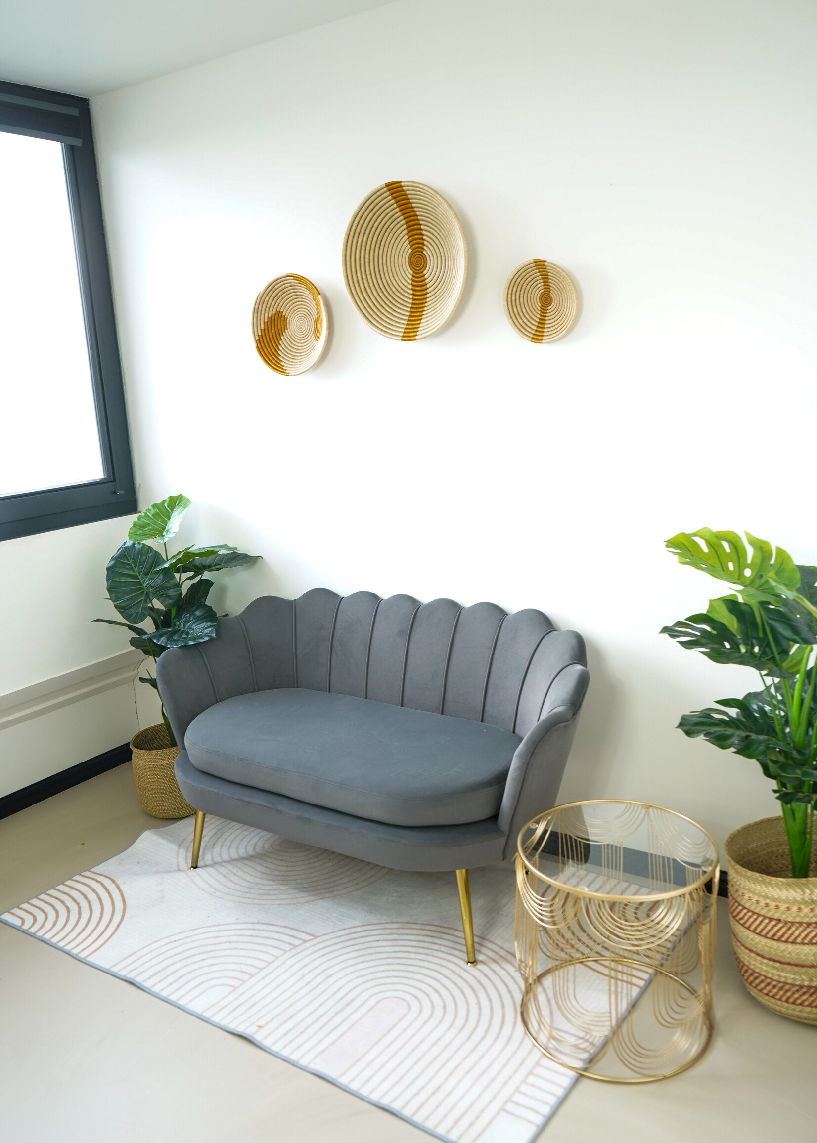 MAISON SUKU Rieten Wanddecoratie Set – Beige  Caramel