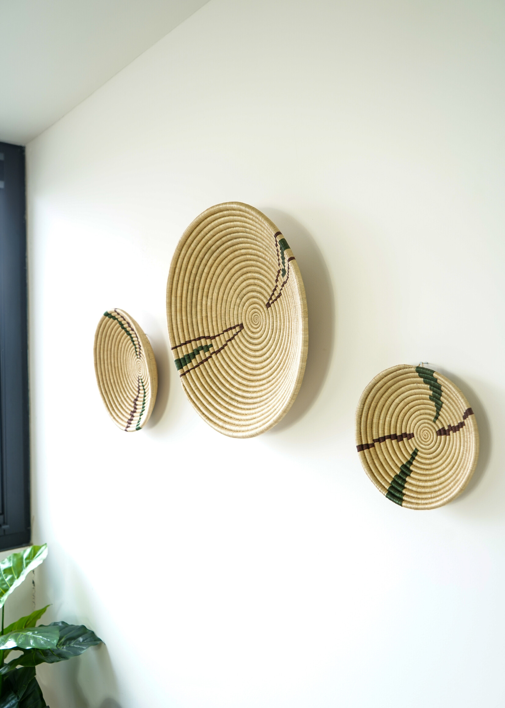 MAISON SUKU Rieten Wanddecoratie Set – Beige - Groen- Paars