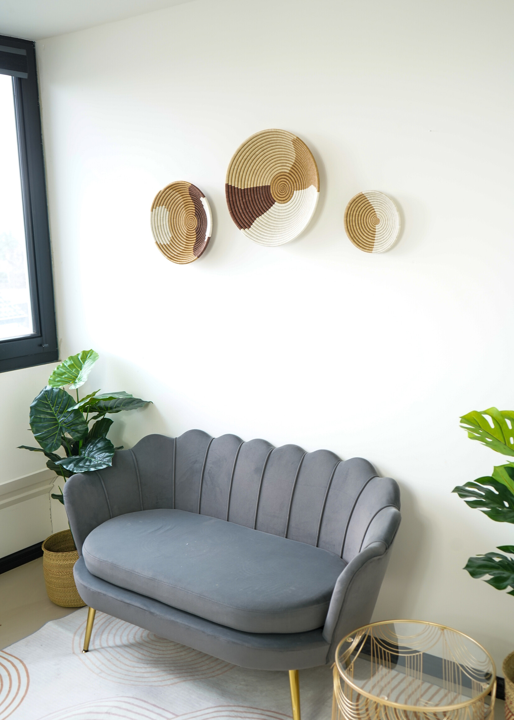 MAISON SUKU Rieten Wanddecoratie Set – Beige en Bruin