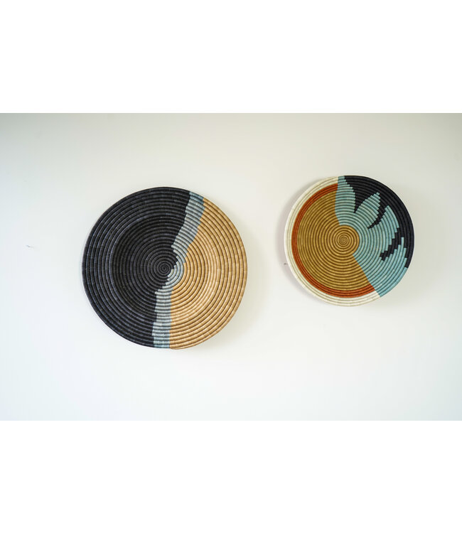 MAISON SUKU Blauw  rieten wanddecoratie   Set