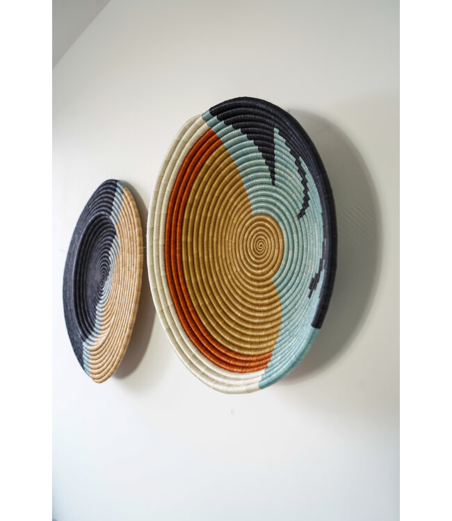 MAISON SUKU Blauw  rieten wanddecoratie   Set