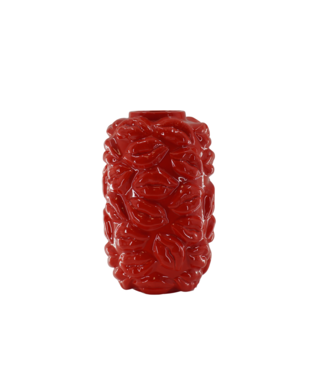 Housevitamin Vaas - Kusjes - Keramiek - Rood - 17x17x27cm