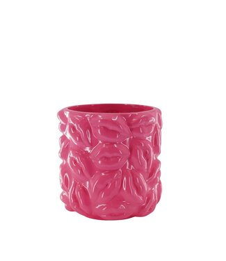 Housevitamin Pot - Kisses - Keramiek - Neon Roze - 17,5x17,5x17,5cm