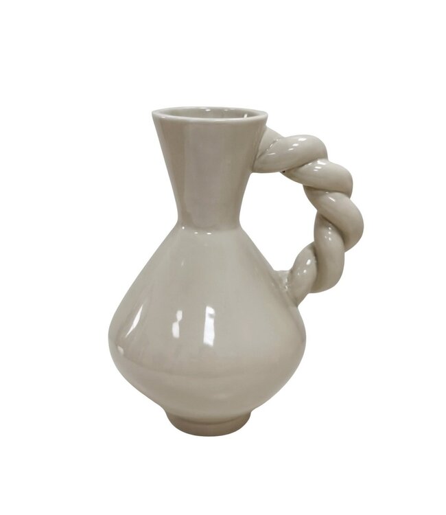 Housevitamin Vaas - Twisted Handle - Dolomite - Sand - 17,5x13.5x22cm